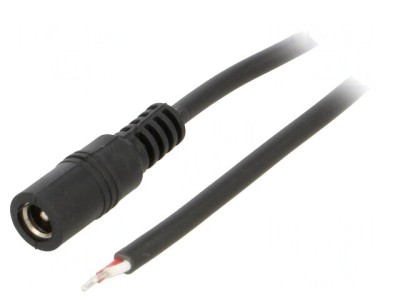 Cablu DC 5,5/2,5 Soclu Drept Negru 2m 2x0,5mm2 foto