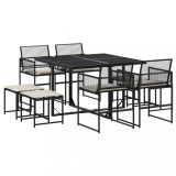 Cumpara ieftin Gossi set mobilier de gradina cu perne, 9 piese, negru, poliratan
