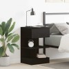 Noptieră vidaXL Stejar Negru 40x35x65 cm Lemn Masiv Sertar Raft Dormitor