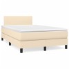VidaXL Pat cu arcuri, saltea și LED, crem, 120x190 cm, textil 3270030