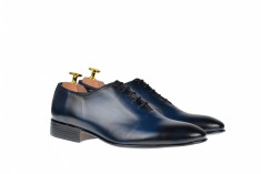 Pantofi barbati eleganti din piele naturala bleumarin - 024BLX foto