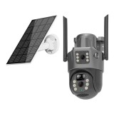 Camera de supraveghere dubla cu panou solar, 4G, Ultra HD, Rotire, senzor miscare
