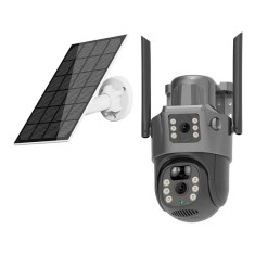 Camera de supraveghere dubla cu panou solar, 4G, Ultra HD, Rotire, senzor miscare