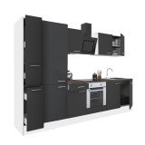 Mobilă Bucătărie Leziter Yorki 300 Modulară Alb Antracit Satinat Cuptor Inferior Rafturi Blat 38mm Lămatică HPL