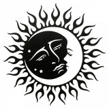 Decoratiune perete Krodesign Sun&amp;Moon, diametru 60 cm, negru, VivaTechnix
