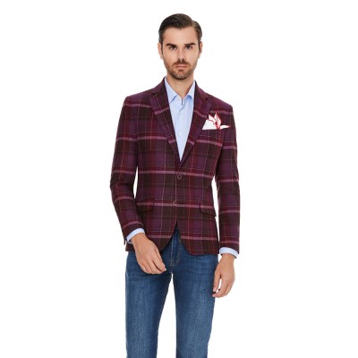 Sacou barbati casual grena slim S002B foto