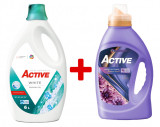 Detergent lichid pentru rufe albe Active, 6 litri, 120 spalari + Balsam de rufe Active Summer Touch, 1.5 litri, 60 spalari