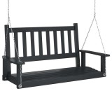 Cumpara ieftin Banca balansoar gradina lanturi metalice negru lemn masiv brad