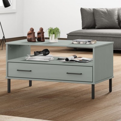 Gossi masuta cafea picioare metalice gri 85x50x45cm lemn masiv &amp;quot;oslo&amp;quot; foto