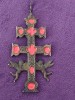 CUCIFIX FECIOARA MARIA,BRONZ SPANIOL,sec.XVII,Cruce dubla antica-cruce de Moaste