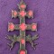 CUCIFIX FECIOARA MARIA,BRONZ SPANIOL,sec.XVII,Cruce dubla antica-cruce de Moaste