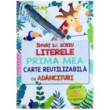 Invat sa scriu literele. Prima mea carte reutilizabila cu adancituri + pix magic si rezerve