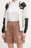 The North Face pantaloni scurți Essential Relaxed femei, culoarea maro, cu imprimeu, high waist, NF0A8C2F6IH1