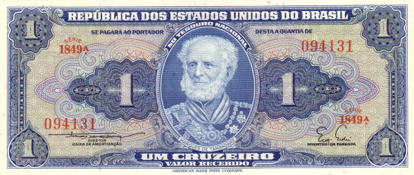 Brazilia 1 Cruzeiro ND (1954/58) P-150b UNC !!!