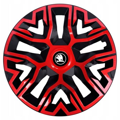 Set 4 Capace Roti 15 inchi (R15), Best Rosu-Negru, Compatibile Cu Skoda Nou foto