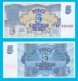 Letonia (Latvia) (p#37) 5 Ruble 1992 UNC &#039;A 2-a emisie&#039; serie: KC 5014xx