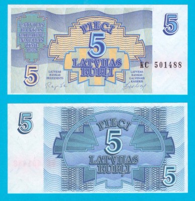 Letonia (Latvia) (p#37) 5 Ruble 1992 UNC &amp;#039;A 2-a emisie&amp;#039; serie: KC 5014xx foto