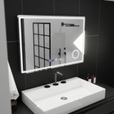 Oglinda LED Rectangulara, 90x60cm, Velour MotionGlow Marcello, Sistem Dezaburire, Ceas &amp; Termometru, Lupa Cosmetica, Dimabila ModernLight Concept