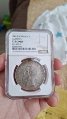 5 Lei 1881 - XF Details (NGC) - varianta &quot;Domnul&quot; - mai rară!