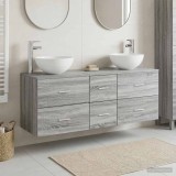 Cumpara ieftin Set dulap baie 3 buc. Sonoma gri 129 x 35 x 80 cm