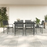 vidaXL Set mobilier de grădină, 7 piese, negru, oțel și textilenă 3200723