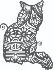 Sticker decorativ, Pisica Mandala , Negru, 78 cm, 4950ST foto