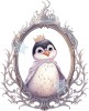 Sticker Decorativ Pinguin Rege Alb 74 cm, Autocolant Detasabil, Tema Jungla Safari, PVC, Aplicare Usa