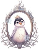 Sticker Decorativ Pinguin Rege Alb 74 cm, Autocolant Detasabil, Tema Jungla Safari, PVC, Aplicare Usa