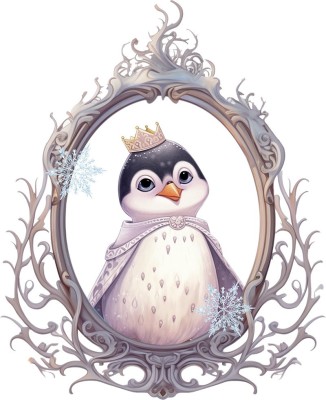 Sticker decorativ, Pinguin Rege, Alb, 74 cm, 1277STK-1 foto