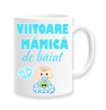 Cana alba personalizata &quot;Viitoare mamica de baiat&quot;, INOVATIX&reg;. 330ml