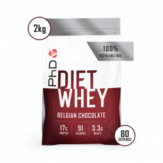 Pudra proteica cu aroma de ciocolata belgiana Diet Whey, 2kg, PhD