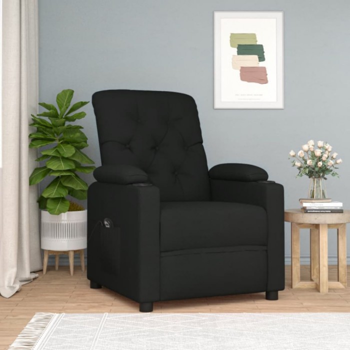 vidaXL Fotoliu rabatabil electric, negru, material textil