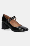 Jonak pantofi de piele ALIENAR VERNIS PLISSE culoarea negru, cu toc drept, 3300131
