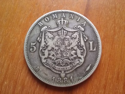 1881-5 Lei-Carol I-Ag.-Kul.pe gat-Domnul,zimti-patina-st.FBuna foto