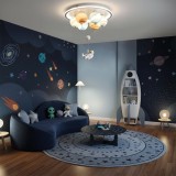 Lustra LED Astronaut 60W cu 6xE27 si 3 tipuri de lumina, alb