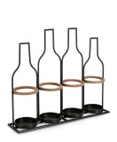 Cumpara ieftin Suport 4 sticle vin otel negru mdf maro Isaac 56x13x48.5 cm