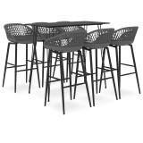 Cumpara ieftin Set mobilier de bar, 7 piese, negru si gri