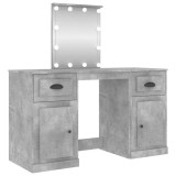 Masa de toaleta cu LED, gri beton, 130x50x132,5 cm