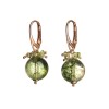 Cercei Argint 925 placat aur roz cuart verde, peridot si perle de cultura Eclipse - Bijuterie Made in Italy