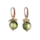 Cumpara ieftin Cercei Argint 925 placat aur roz cuart verde, peridot si perle de cultura Eclipse - Bijuterie Made in Italy