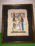 PAPIRUS autentic vechi pictat manual , RAMSES II si zeita ISIS