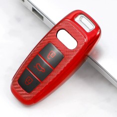 Husa Cheie Compatibila cu Audi Q8 A8 SmartKey TPU+PC Rosie Carbon