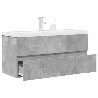 vidaXL Set mobilier de baie, 2 piese, gri beton, lemn compozit foto