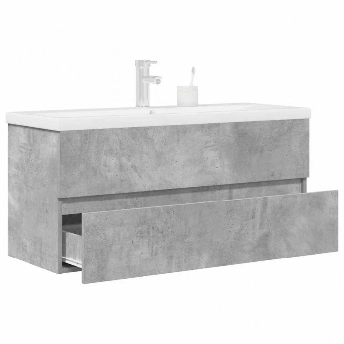 vidaXL Set mobilier de baie, 2 piese, gri beton, lemn compozit