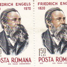 ROMANIA 1970 LP 734 - 150 ANI DE LA NASTEREA LUI ENGELS PERECHE MNH