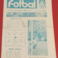 Program meci fotbal FCM UTA ARAD - "GLORIA" RESITA (07.10.1984)