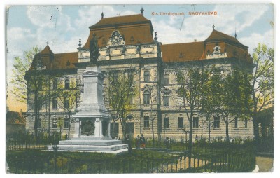 156 - ORADEA, Bihor, Park, statue, Romania - old postcard - used - 1913 foto