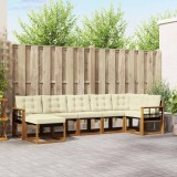 vidaXL Set de canapele de exterior cu pernă 7 pcs Natural și Crem 3368885