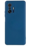 Husa din silicon compatibila cu Xiaomi Mi 11T Pro, silk touch, interior din catifea, Albastru inchis, X-Level