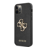 Husa Piele Guess Saffiano Big 4G Metal Logo pentru Apple iPhone 12 Pro Max, Neagra GUHCP12LSA4GGBK